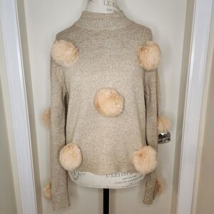 Fur pompom winter sweater